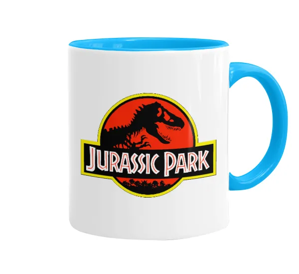 Jurassic park — Mug colored light blue, ceramic, 330ml