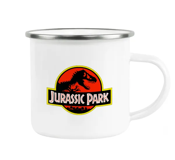 Jurassic park — Metallic enamel cup white 360ml
