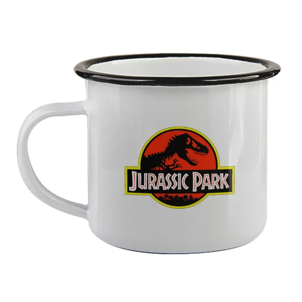 Jurassic park — Enamel mug with black rim, 360ml