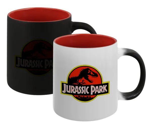 Jurassic park — Κούπα Μαγική εσωτερικό κόκκινο, κεραμική, 330ml που αλλάζει χρώμα με το ζεστό ρόφημα