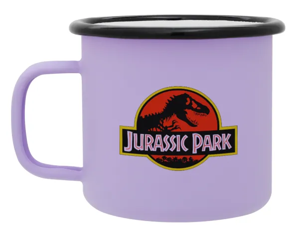 Jurassic park — Metal enamel mug, matte light pastel purple, 360ml