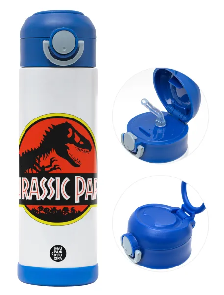 Jurassic park — Παιδικό παγούρι θερμό, ανοξείδωτο, με καλαμάκι ασφαλείας, ΜΠΛΕ (500ml)