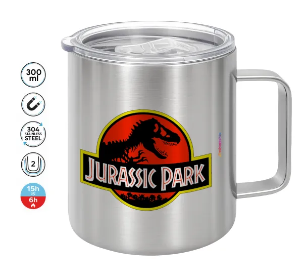 Jurassic park — Κούπα Ανοξείδωτη διπλού τοιχώματος 300ml με καπάκι διατήρησης θερμοκρασίας
