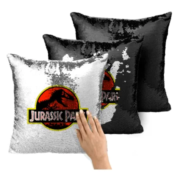 Jurassic park, Μαξιλάρι καναπέ Μαγικό Μαύρο με πούλιες 40x40cm περιέχεται το γέμισμα