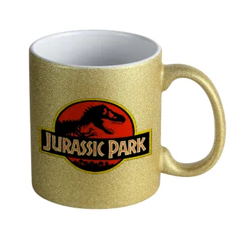 Jurassic park, Κούπα Χρυσή Glitter που γυαλίζει, κεραμική, 330ml