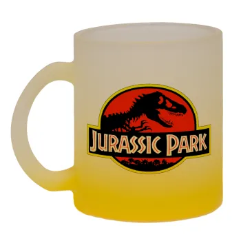 Jurassic park, Κούπα γυάλινη δίχρωμη με βάση το κίτρινο ματ, 330ml
