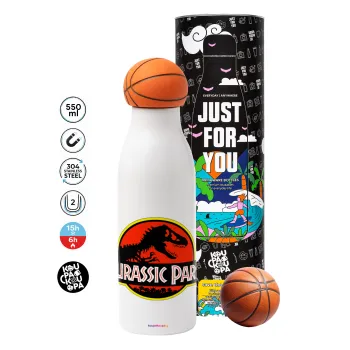 Jurassic park, Μπάλα μπάσκετ μεταλλικό παγούρι θερμός, διπλού τοιχώματος, 550ml