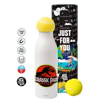 Jurassic park, Μπάλα τένις μεταλλικό παγούρι θερμός, διπλού τοιχώματος, 550ml