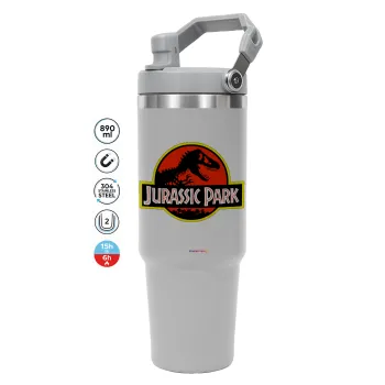 Jurassic park, GREY color, 890ml (30oz) stainless Steel Tumbler with Handle