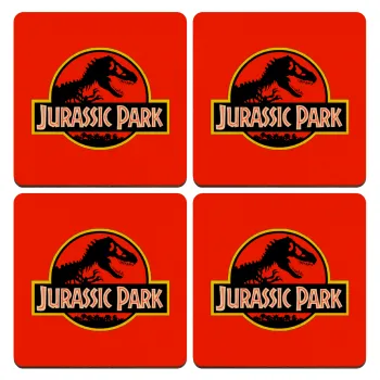 Jurassic park, ΣΕΤ x4 Σουβέρ ξύλινα τετράγωνα plywood (9cm)