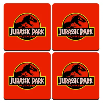 Jurassic park, ΣΕΤ 4 Σουβέρ ξύλινα τετράγωνα (9cm)