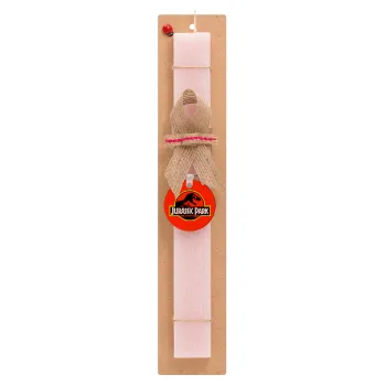Jurassic park, Easter Set, wooden keychain & scented flat Easter candle (30cm) (PINK)