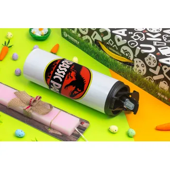 Jurassic park, Πασχαλινή Λαμπάδα με Travel Tumbler θερμό με διπλό καπάκι (600ml, BPA free) & κερί αρωματικό πλακέ (30cm) (ΡΟΖ)
