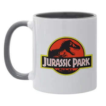 Jurassic park, Κούπα χρωματιστή γκρι, κεραμική, 330ml