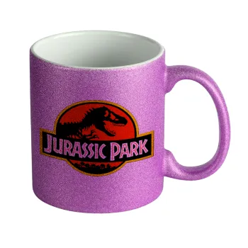 Jurassic park, Κούπα Μωβ Glitter που γυαλίζει, κεραμική, 330ml