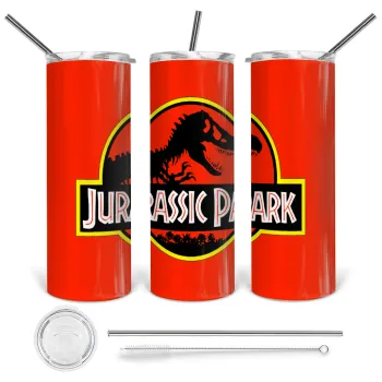 Jurassic park, Tumbler stainless steel 600ml, with metal straw & cleaning brush