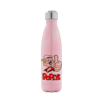 Popeye the sailor man, Metal mug thermos Pink Iridiscent (Stainless steel), double wall, 500ml