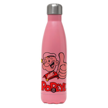 Popeye the sailor man, Metal mug thermos Pink Mat (Stainless steel), double wall, 500ml