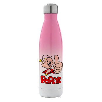 Popeye the sailor man, Metal mug thermos Pink/White (Stainless steel), double wall, 500ml
