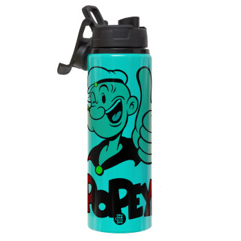 Popeye the sailor man, Metallic water bottle with safety lid, 850ml aluminum