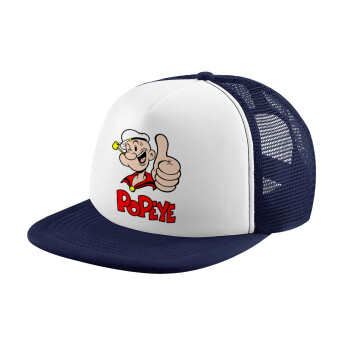Popeye the sailor man, Καπέλο παιδικό Soft Trucker με Δίχτυ Dark Blue/White 