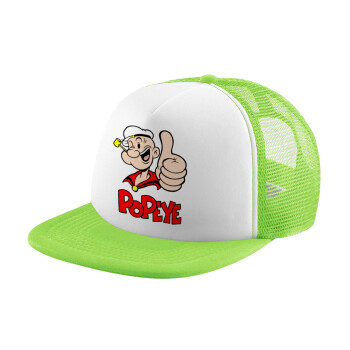 Popeye the sailor man, Καπέλο Soft Trucker με Δίχτυ Πράσινο/Λευκό
