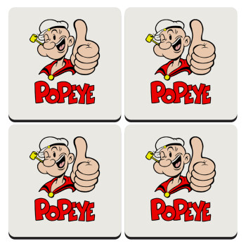 Popeye the sailor man, ΣΕΤ 4 Σουβέρ ξύλινα τετράγωνα