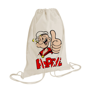 Popeye the sailor man, Τσάντα πλάτης πουγκί GYMBAG natural (28x40cm)