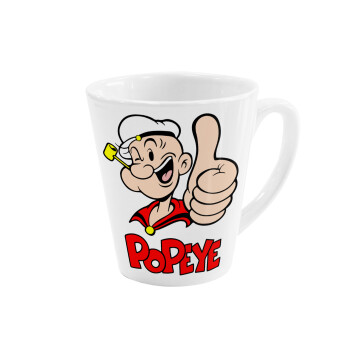 Popeye the sailor man, Κούπα κωνική Latte Λευκή, κεραμική, 300ml