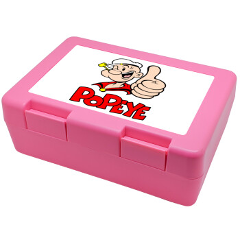 Popeye the sailor man, Children's cookie container PINK 185x128x65mm (BPA free plastic)