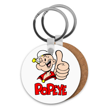 Popeye the sailor man, Μπρελόκ Ξύλινο στρογγυλό MDF Φ5cm