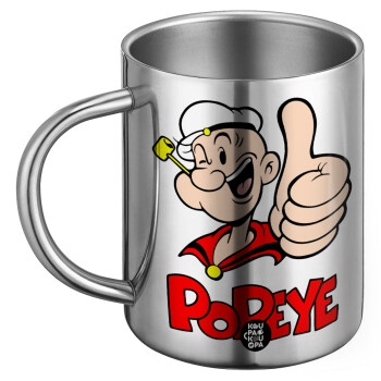 Popeye the sailor man, Ανοξείδωτη Μεταλλική Κούπα 450ml - Διπλού Τοιχώματος