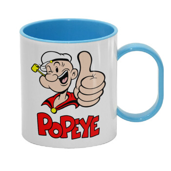 Popeye the sailor man, Κούπα (πλαστική) (BPA-FREE) Polymer Μπλε για παιδιά, 330ml