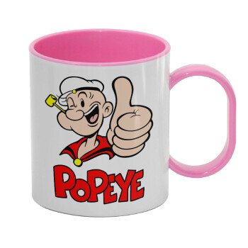 Popeye the sailor man, Κούπα (πλαστική) (BPA-FREE) Polymer Ροζ για παιδιά, 330ml