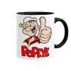 Popeye the sailor man, Κούπα χρωματιστή μαύρη, κεραμική, 330ml