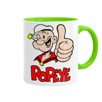 Popeye the sailor man, Mug colored light green, ceramic, 330ml