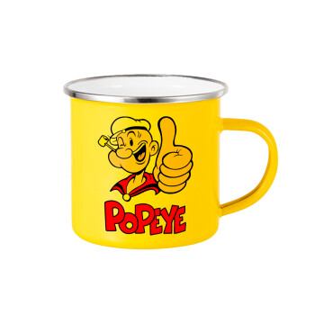 Popeye the sailor man, Κούπα Μεταλλική εμαγιέ Κίτρινη 360ml