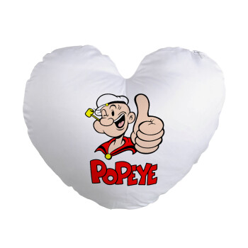 Popeye the sailor man, Μαξιλάρι καναπέ καρδιά 40x40cm περιέχεται το  γέμισμα