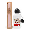 Easter Set, metallic aluminum bottle (500ml) & aromatic flat Easter candle (30cm) (PINK)