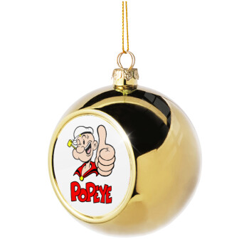 Popeye the sailor man, Χριστουγεννιάτικη μπάλα δένδρου Χρυσή 8cm