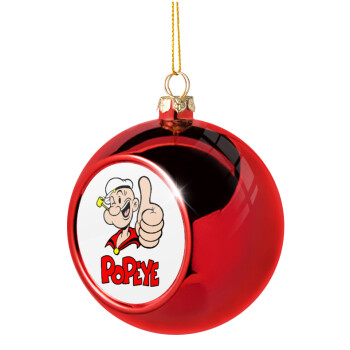 Popeye the sailor man, Χριστουγεννιάτικη μπάλα δένδρου Κόκκινη 8cm