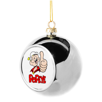 Popeye the sailor man, Χριστουγεννιάτικη μπάλα δένδρου Ασημένια 8cm