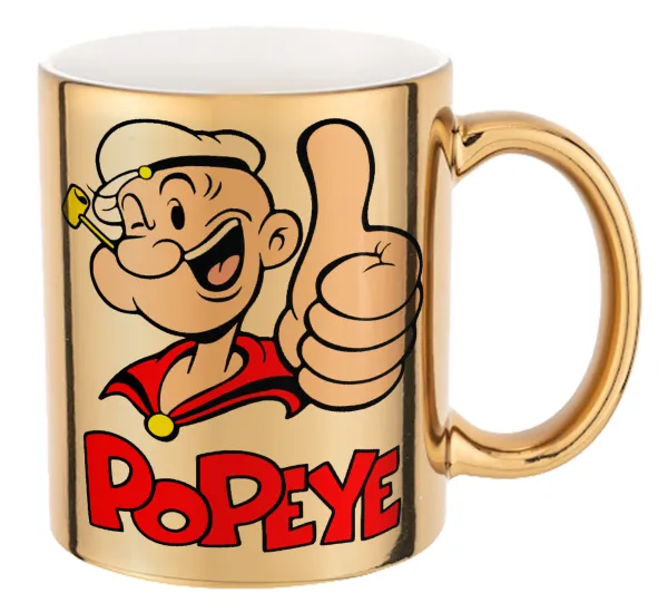 Popeye the sailor man — Mug ceramic, gold mirror, 330ml