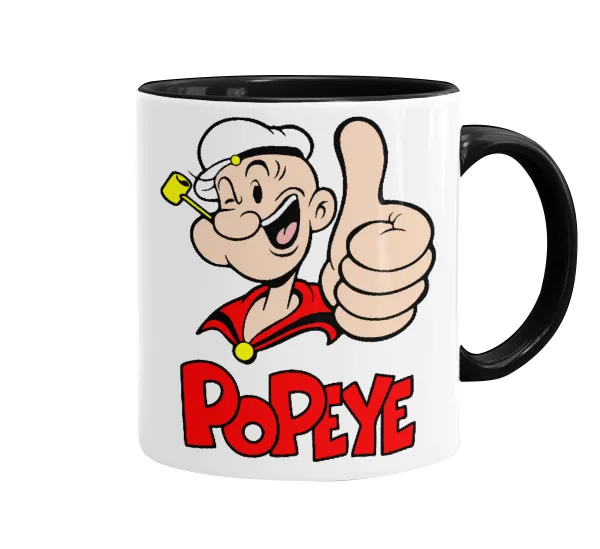 Popeye the sailor man — Κούπα χρωματιστή μαύρη, κεραμική, 330ml