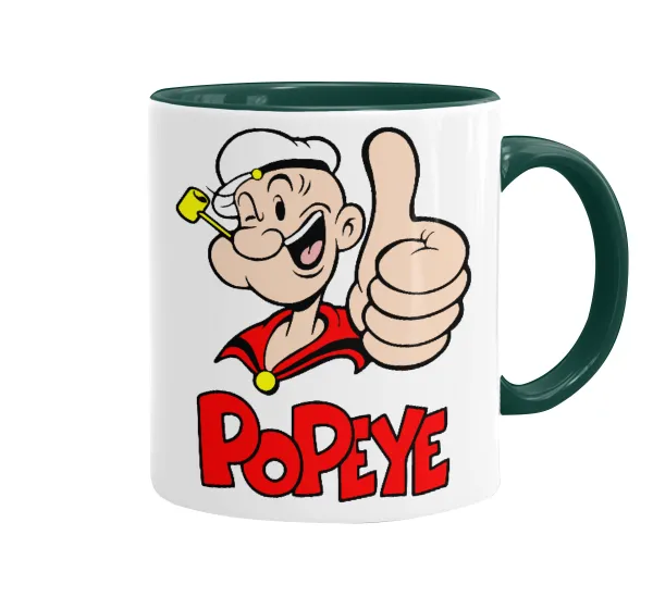 Popeye the sailor man — Κούπα χρωματιστή πράσινη, κεραμική, 330ml