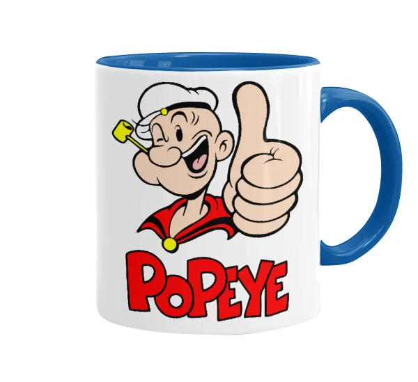 Popeye the sailor man — Κούπα χρωματιστή μπλε, κεραμική, 330ml
