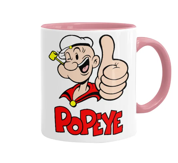 Popeye the sailor man — Κούπα χρωματιστή ροζ, κεραμική, 330ml