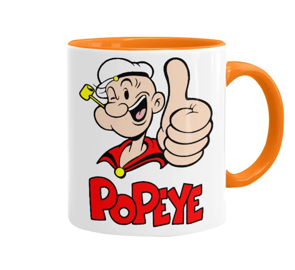 Popeye the sailor man — Κούπα χρωματιστή πορτοκαλί, κεραμική, 330ml