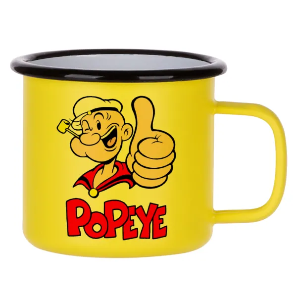 Popeye the sailor man — Κούπα Μεταλλική εμαγιέ ΜΑΤ Κίτρινη 360ml