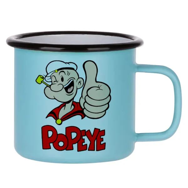 Popeye the sailor man — Κούπα Μεταλλική εμαγιέ ΜΑΤ σιέλ 360ml